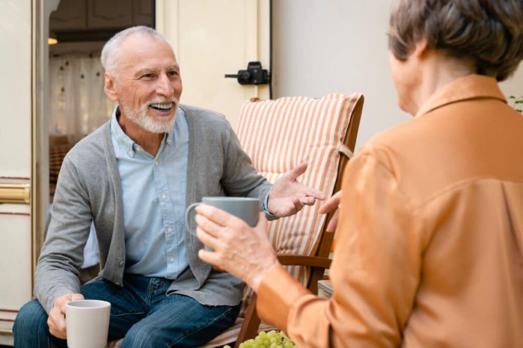 Main Street |Residents talking over coffee